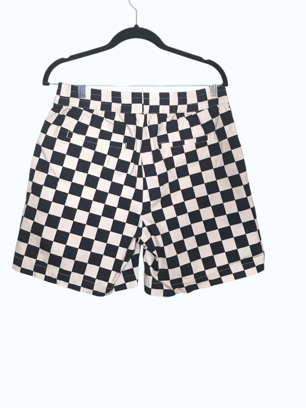 Checkerboard Shorts Men’s M Organic Cotton Elastic Waist Skater